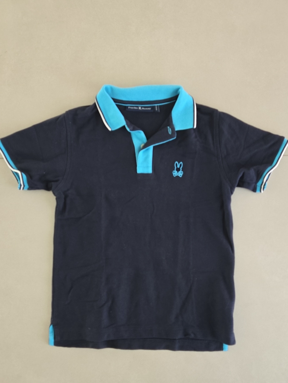 Psycho Bunny Kids Classic Pique Polo Shirt In Navy Size 10-12 (M)